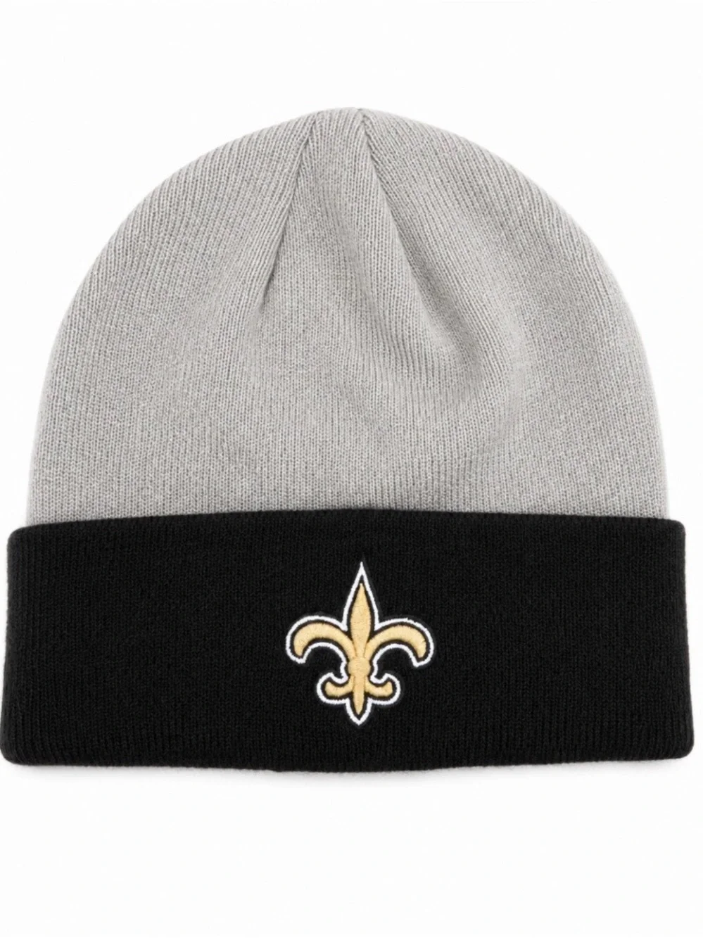 Fanatics Youth Two-Tone Knit Beanie Hat - Gray, Black & Gold Fleur-de-lis